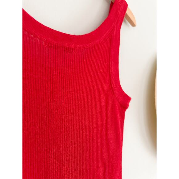 Madewell | NWT Linen-Blend Scoopneck Sweater Tank Festival Red | Sz S - Picture 8 of 8